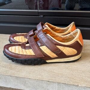 Nike mens 9 tan brown leather lab G series Velcro close vintage sneaker shoes